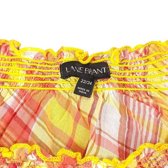 NWOT Lane Bryant Plaid Long Sleeve Keyhole Blouse - Picture 7 of 11